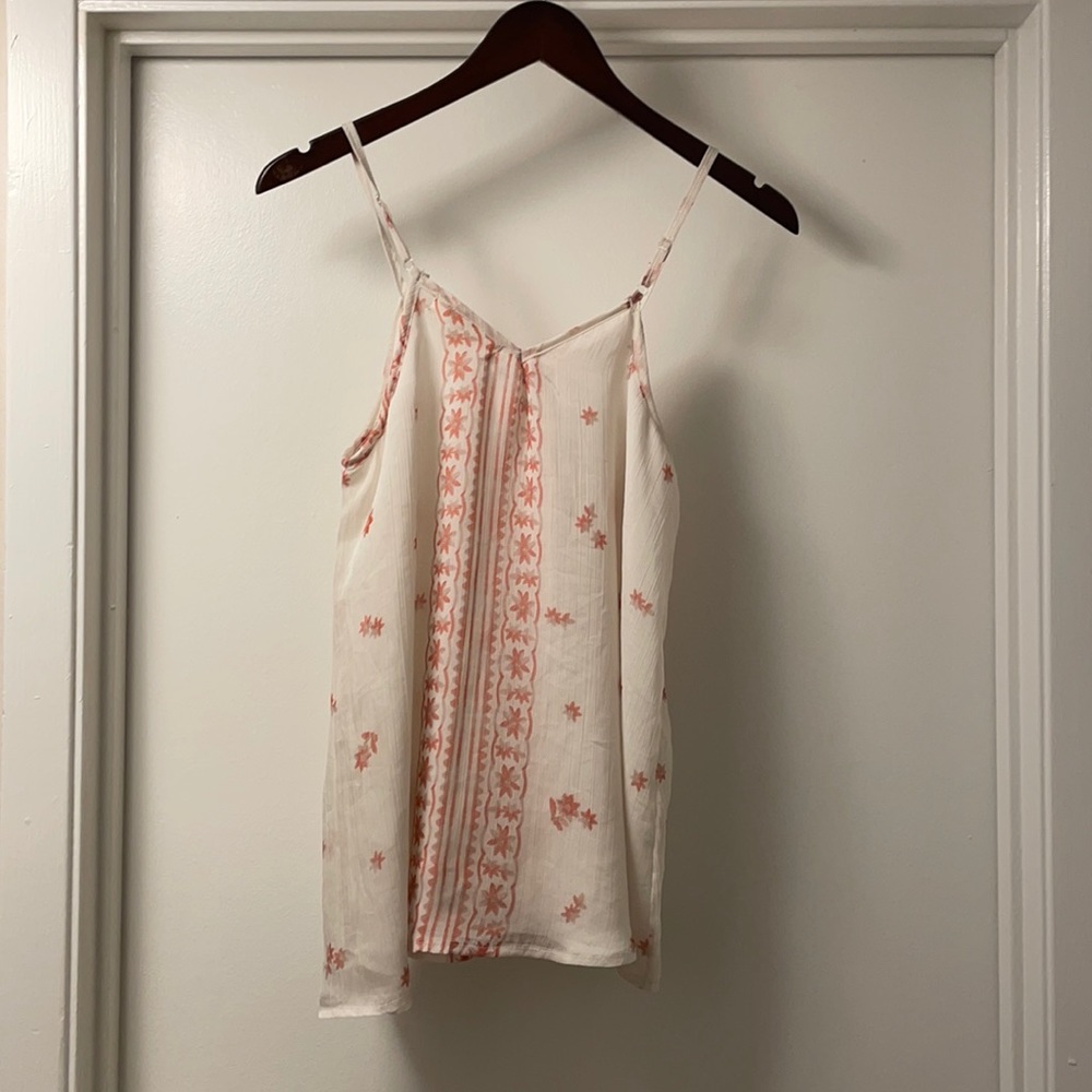 White and pink tank top, worn once
